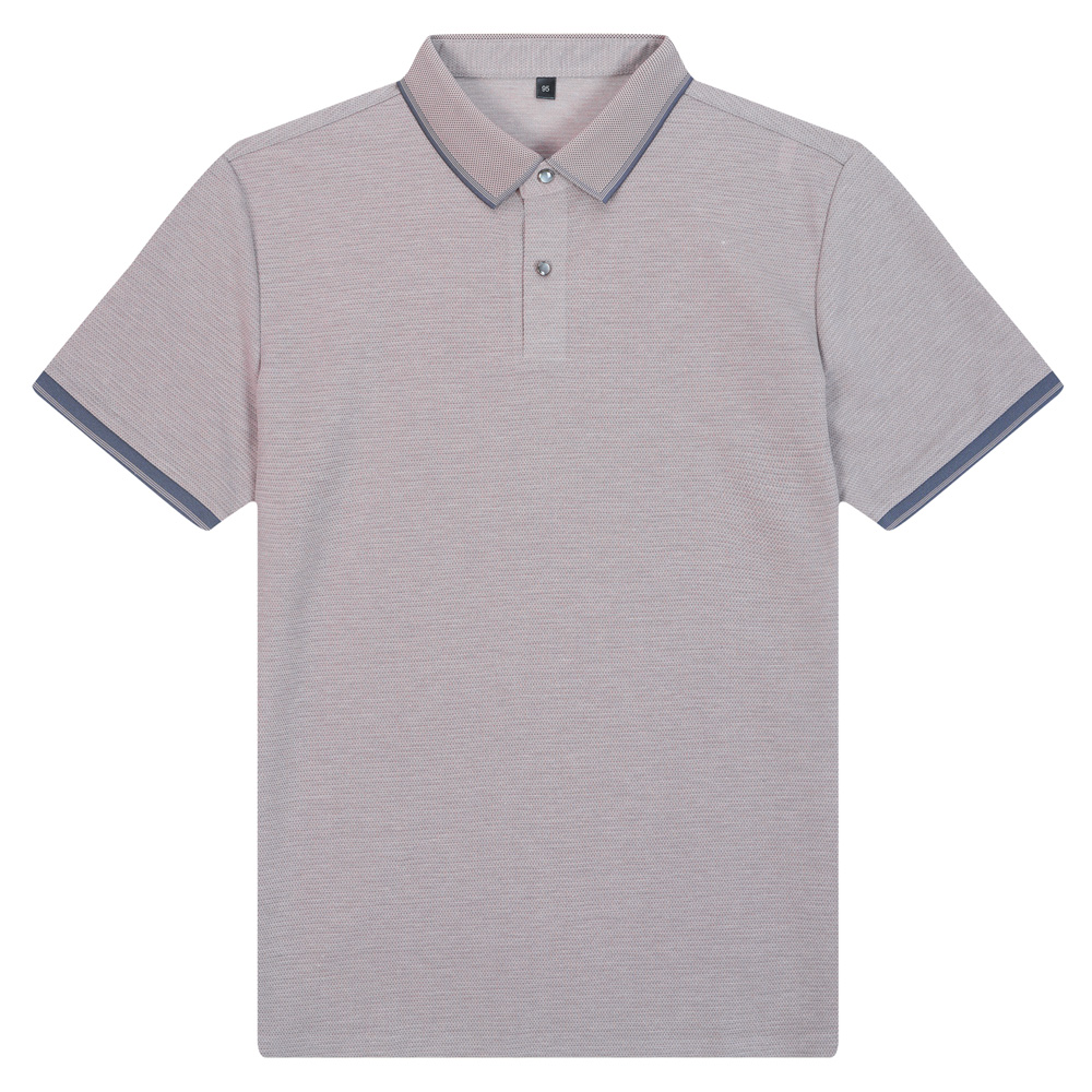 남자 반팔 카라넥 티셔츠 자카드 카라티 - 핑크