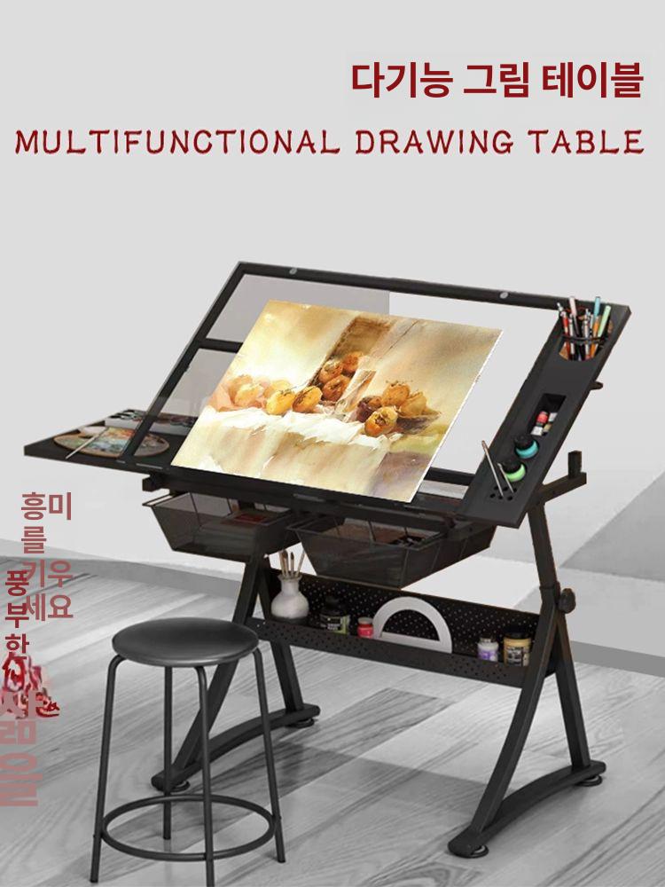 원목 드로잉테이블 작업대 패널 보드 대형 학생 이동식 가구 엔틱 테이블 높은 거실 식탁 - 상세 이미지 4