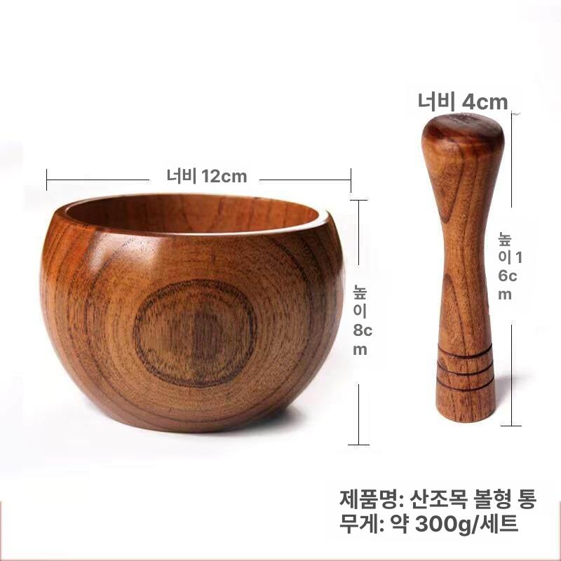 원목 절구통 마늘빻기 소형 원색 가정용 마늘다지기 아카시아 마늘절구 깨갈이 우드 나무 이미지 6