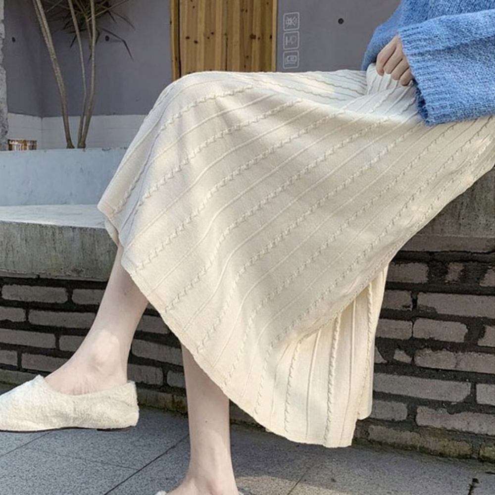 여성 에이라인 스커트 밴딩 러블리 롱 스커트 - 3컬러 - 아이보리