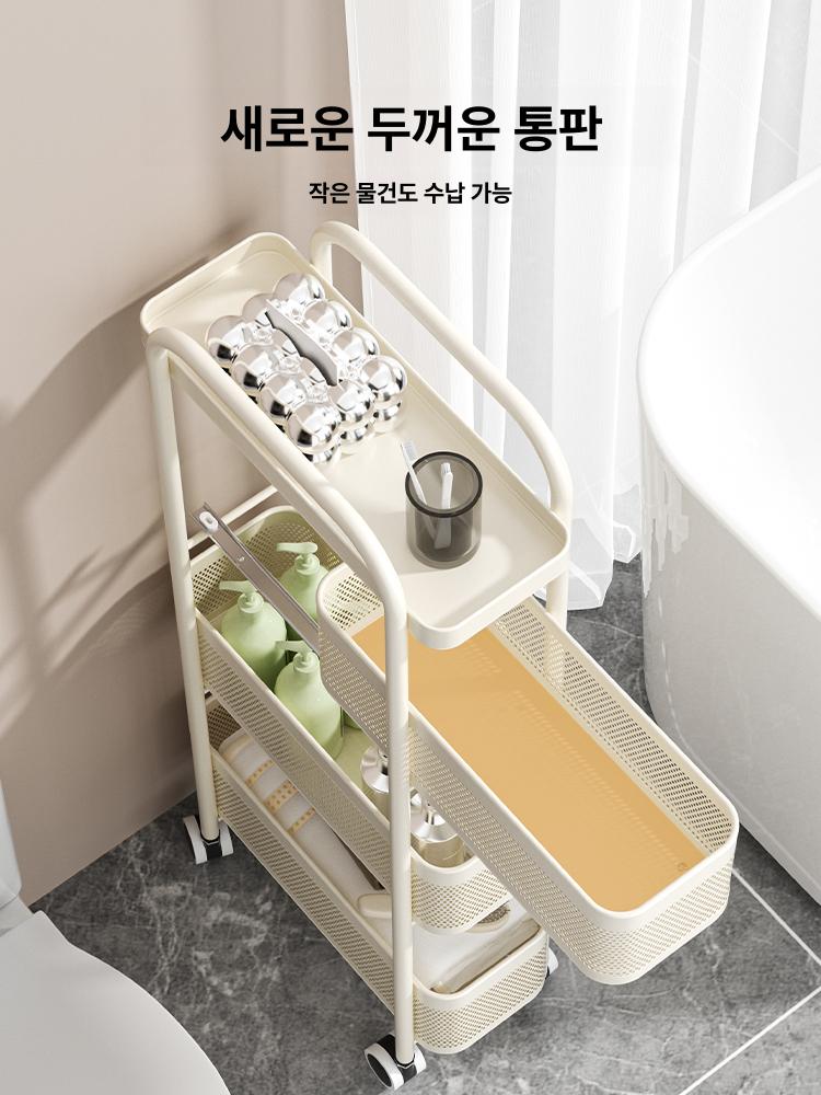 바퀴달린 수납장 이동식 정리대 수납 간식 미니 세탁실 보관함 달린 다용도 트롤리 슬림 - 상세 이미지 5