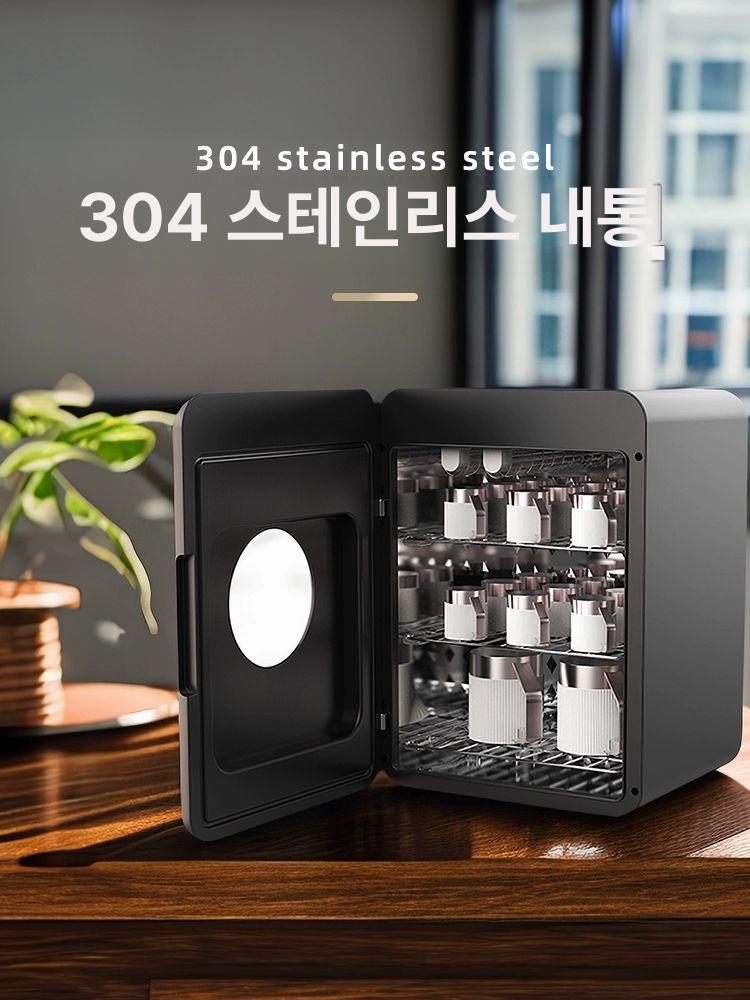 컵살균기 자외선 소독 올블랙 타이머 도어 컵홀더 싱글 식기 컵 미니컵 건조기 위생 대량 - 상세 이미지 3
