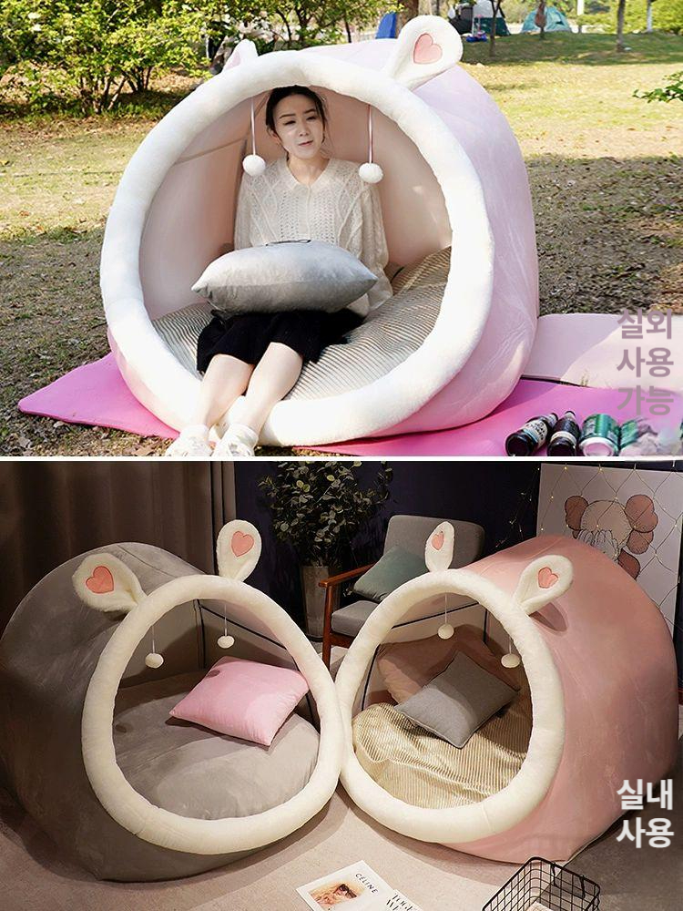 실내 동굴텐트 인테리어 플레이하우스 터널 집 공주텐트 놀이집 침대 놀이 공주 쿠션 인디언 - 상세 이미지 2