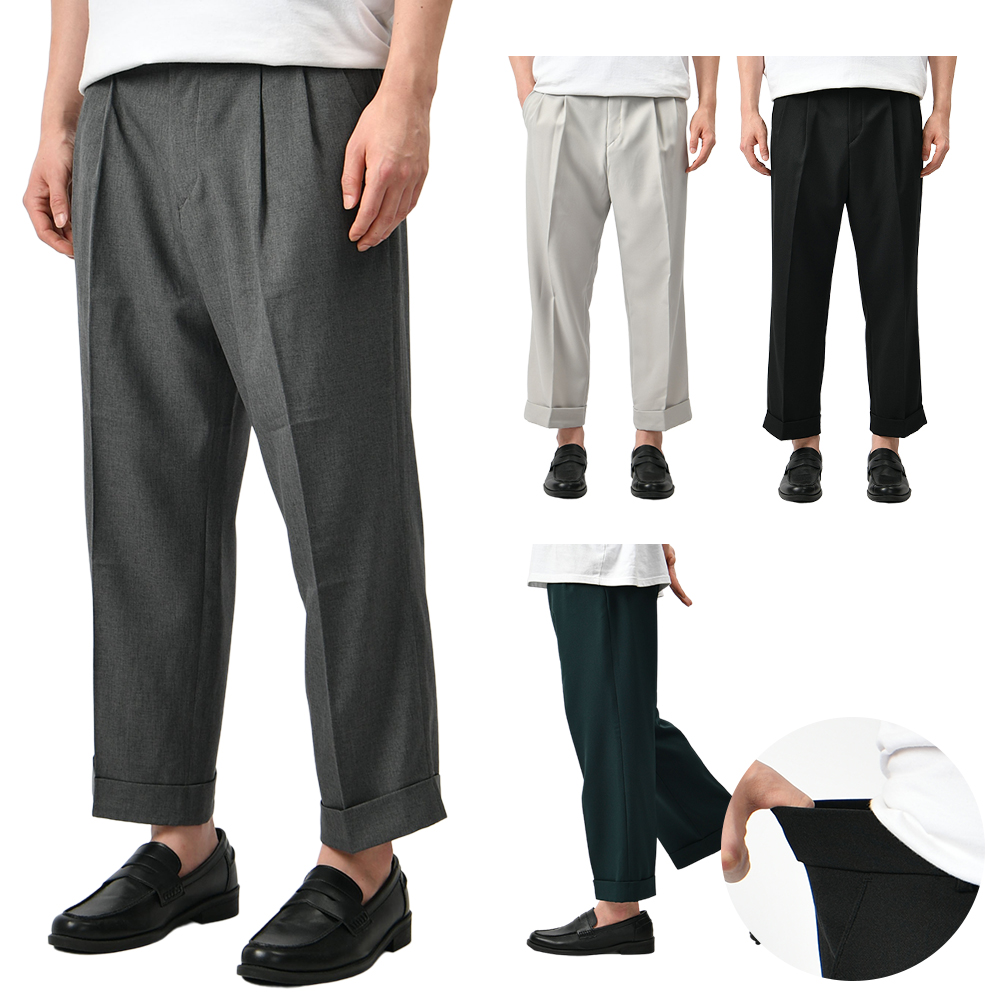 남자 슬랙스 스판 정장 기지 캐주얼 바지 팬츠 - green