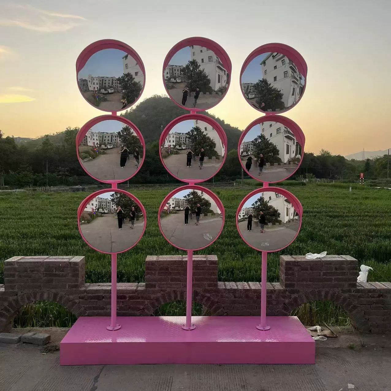 매장 포토존거울 스탠드 볼록 반사경 거치형 프레임 야외 원형 받침대 전신 조절식 대형 - 상세 이미지 2