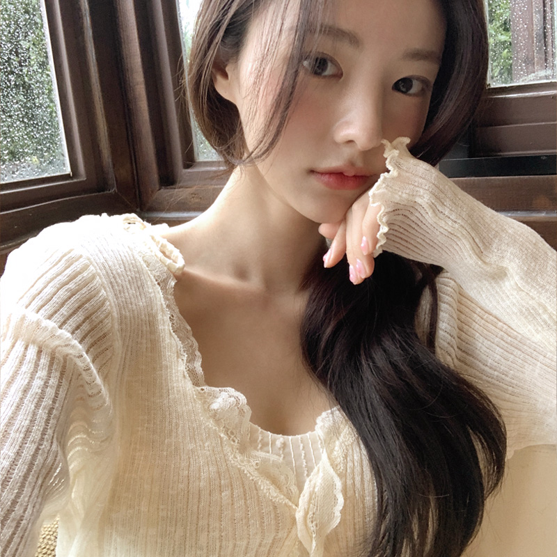 (여리핏♥) 베르사유 레이스 프릴 골지 가디건 cd3093 - 상세 이미지 3