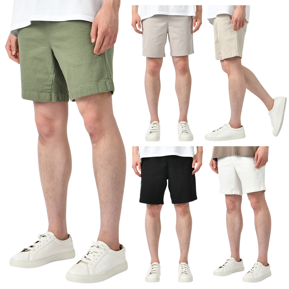 남자 반바지 여름 스판 밴딩 면 국내생산 빅사이즈 5부 바지 - 연베이지