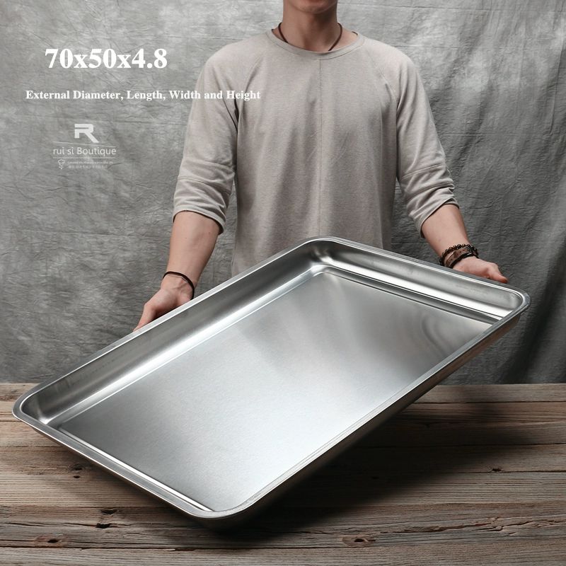 주방 대형 쟁반 식당용 스테인레스 사각 트레이 큰 대나무 우드 오봉 원형 사각쟁반 직사각 - 상세 이미지 2