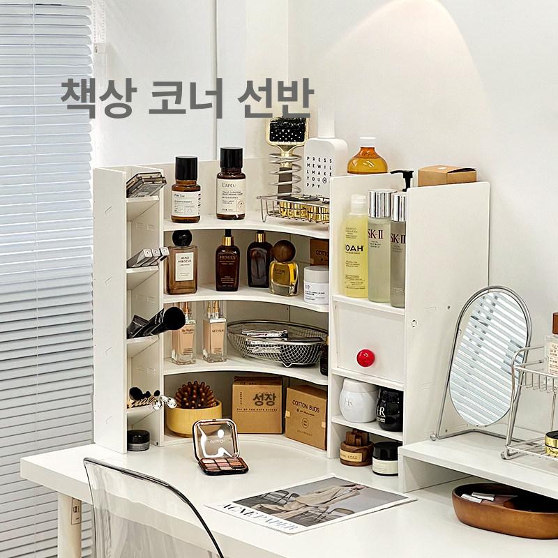 틈새 화장품선반 코너형 우드 공간 거울 오크 작은 안방 화장품 나무 화장대 좁은 정리함 - 상세 이미지 3
