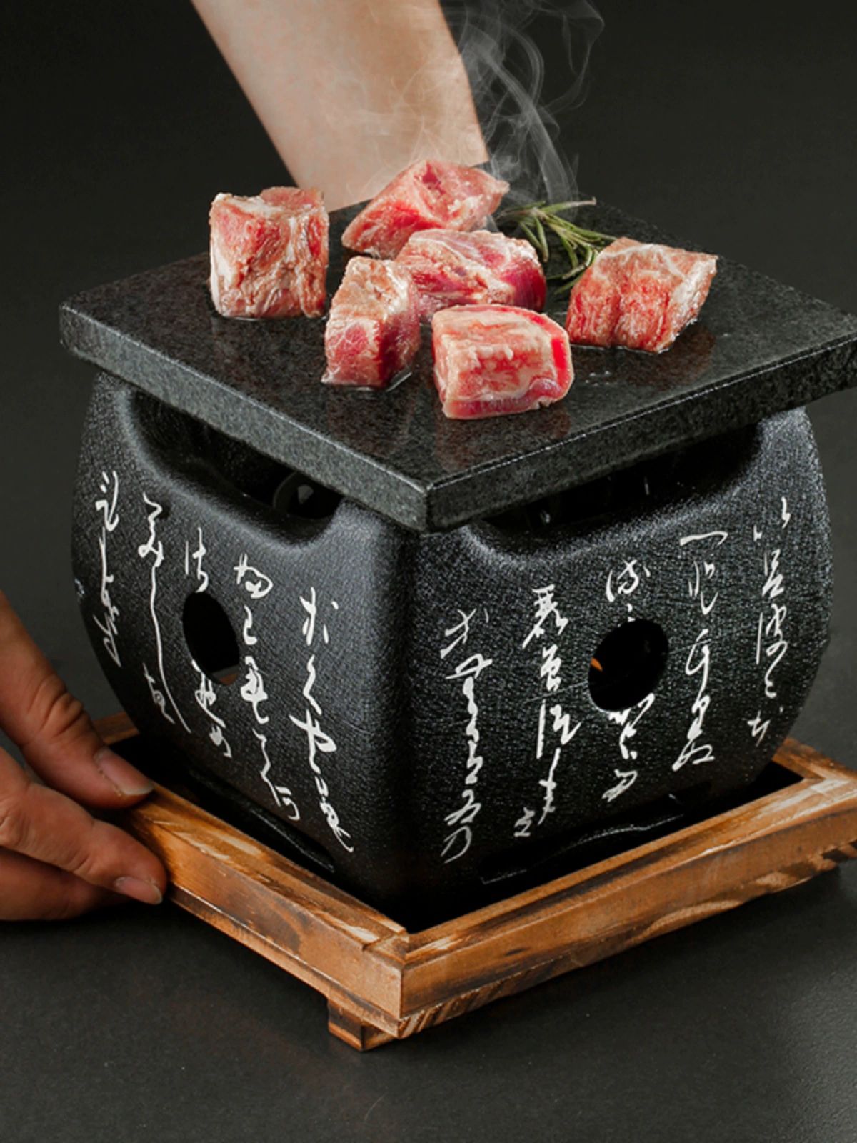 숯불 돌판 구이용 일본식 돌불판 석쇠 화로 실내용 화강암 플레이트 화강석 스토브 석판 - 상세 이미지 4