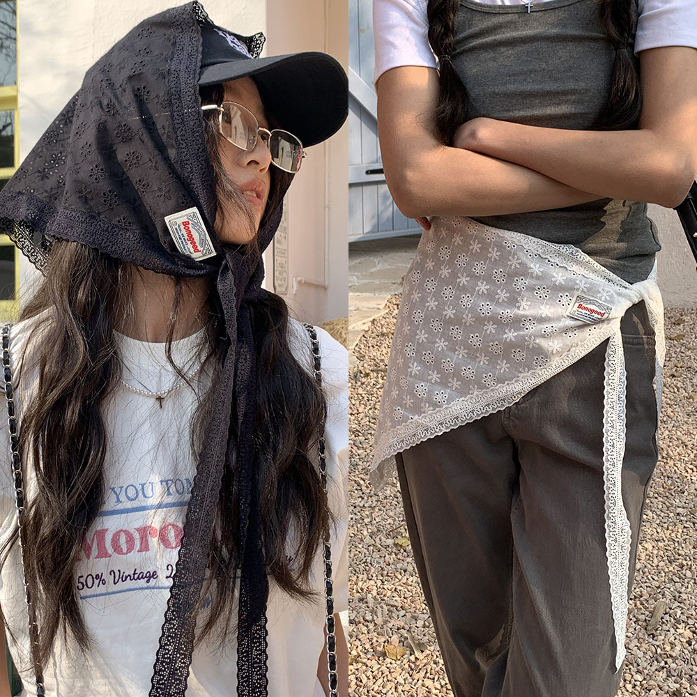 레이스멀티스카프랩스커트 레이어트스커트 스카프 - 화이트