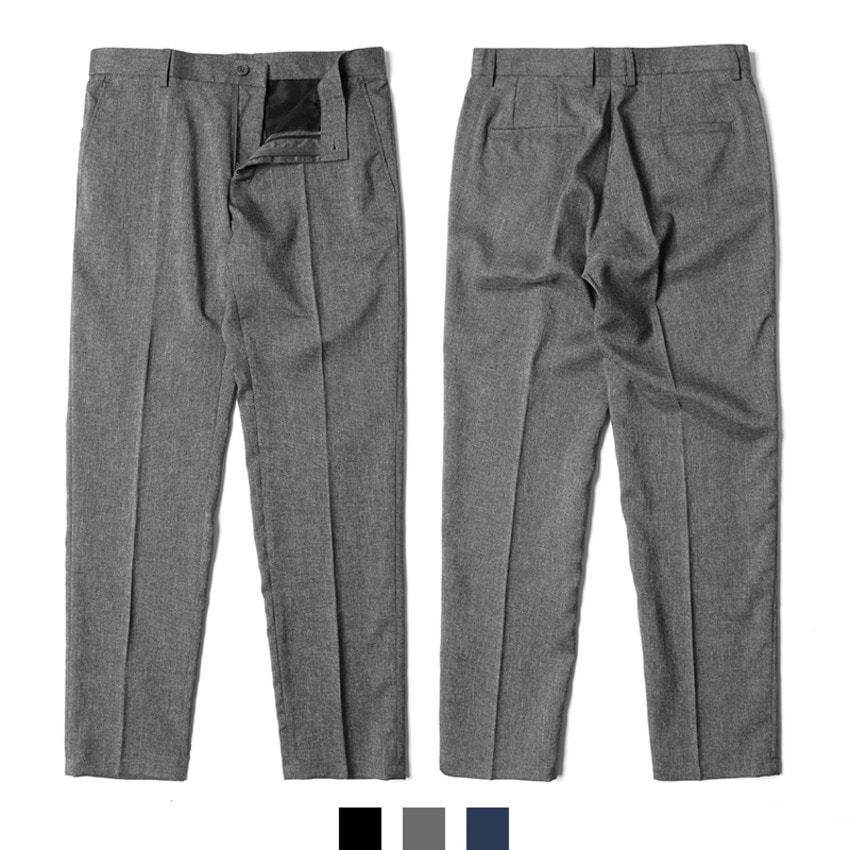 남자 구김없는 슬랙스 정장 바지 스판 슬림핏 - 블랙