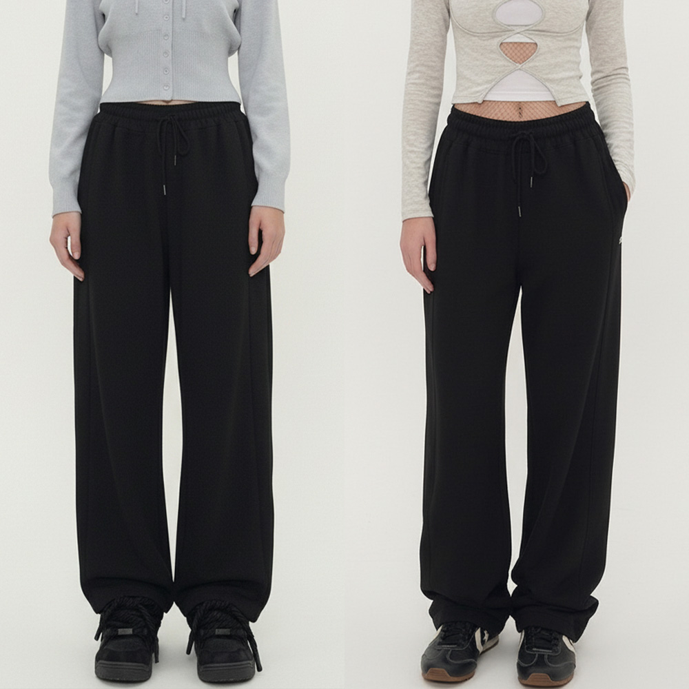 여성 2단기장 앞절개 투웨이 와이드 밴딩팬츠 JEB-1007362 - 백멜란지