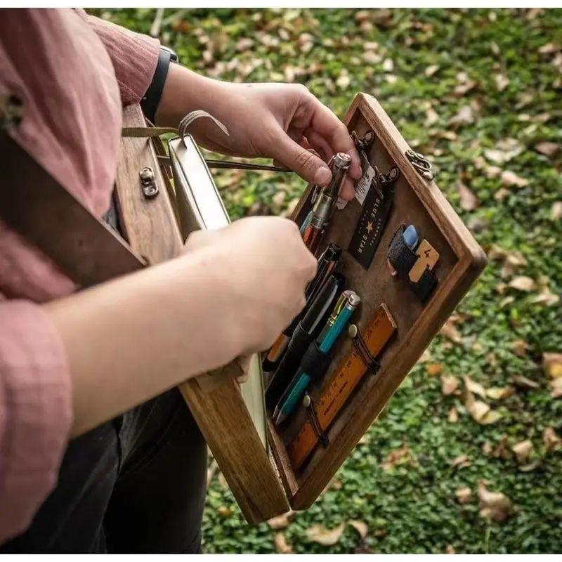 화구 아트 케이스 빈티지 미술 포스터 나무 투명 드로잉 서예 미술가방 가방 도구 화구통 - 상세 이미지 4