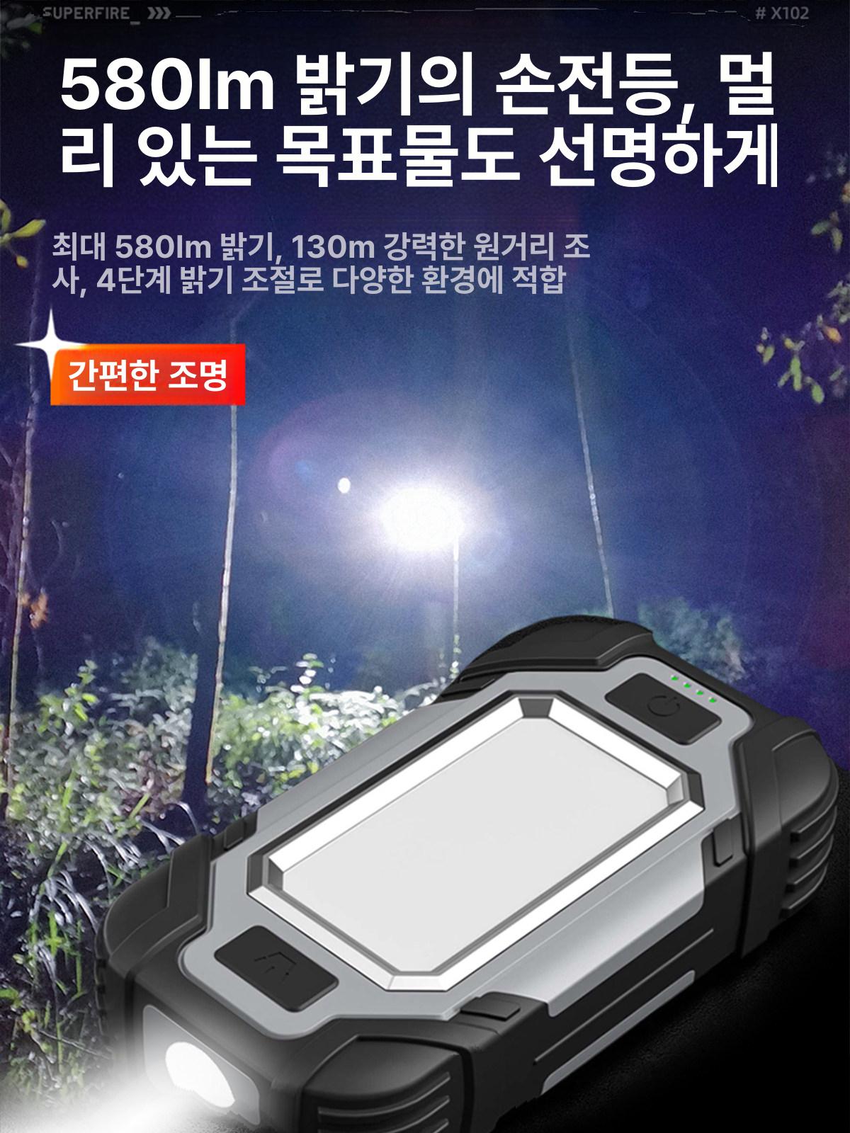 마그네틱 손전등 캠핑 충전 조명 방수 포 후레쉬 충전케이블 케이블 미니 초소형 회전 랜턴 - 상세 이미지 5