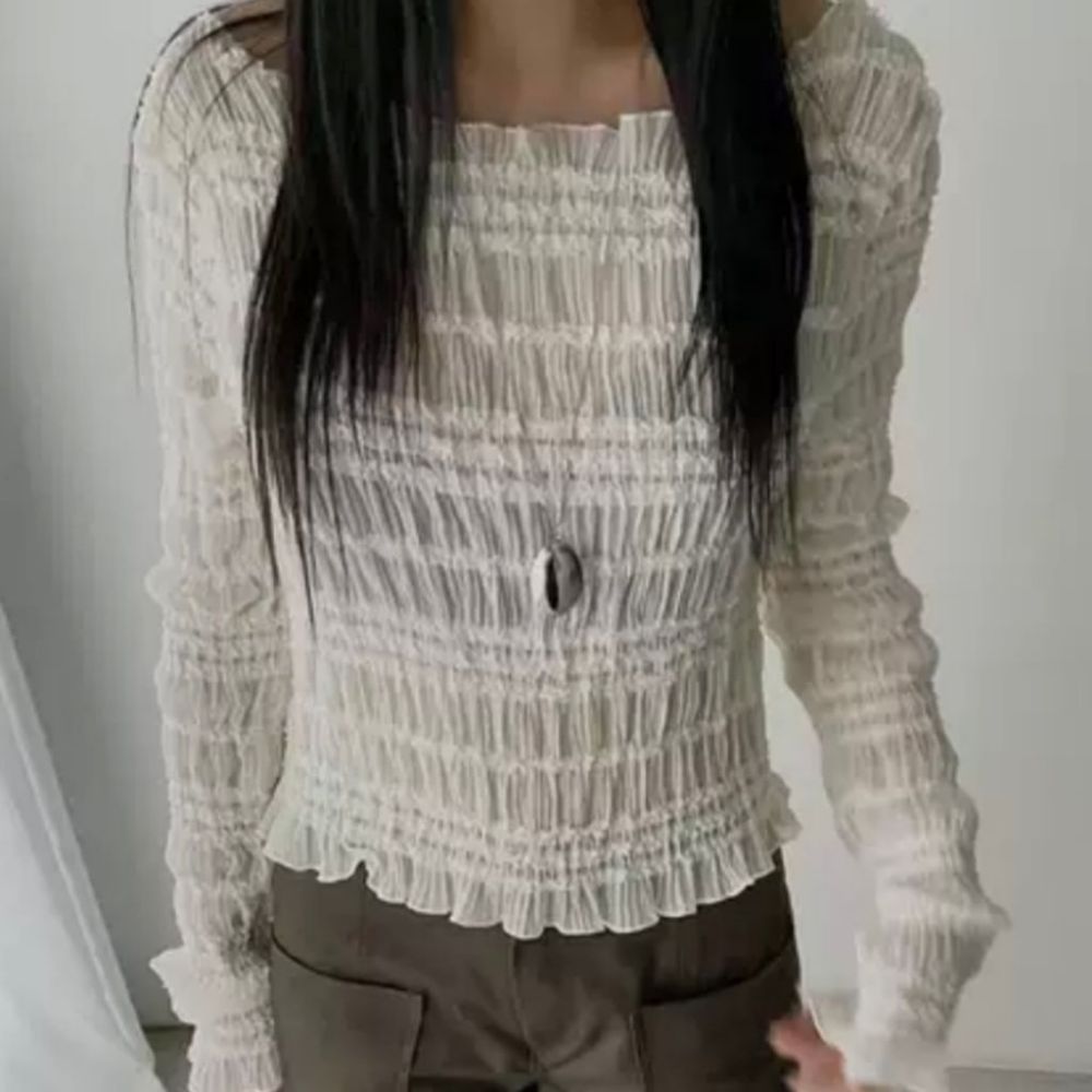 오프숄더 셔링 블라우스 HPC-1007888 - 블랙