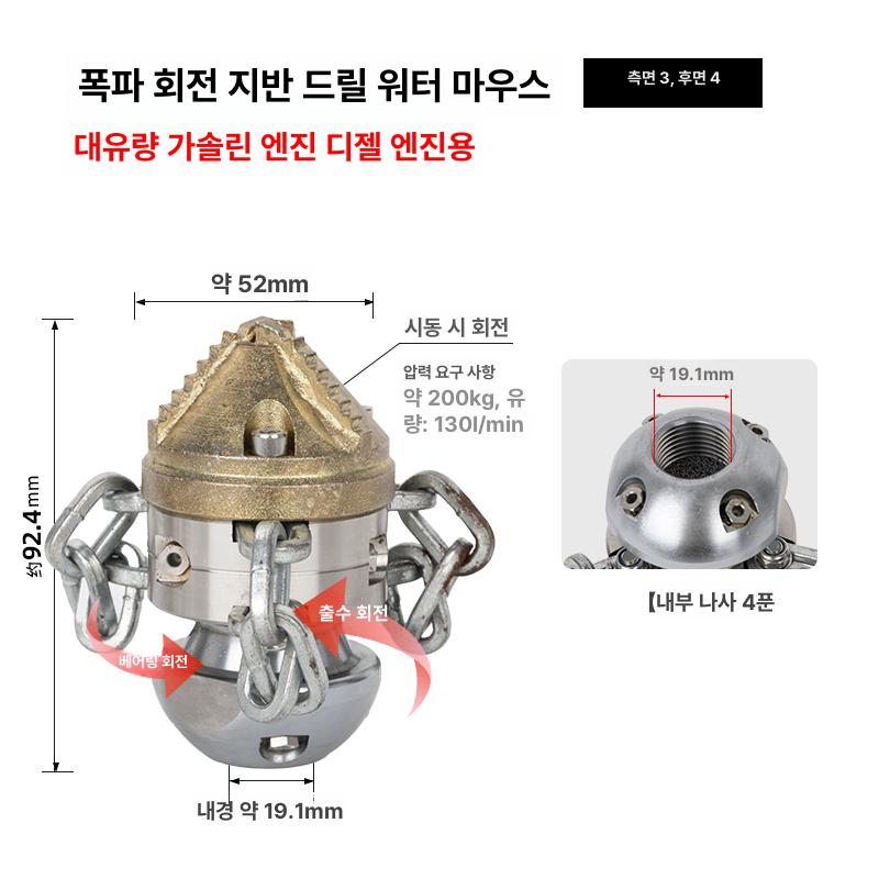 파이프 하수구 청소기 고압 세척기 압력 기계 청소 전동 하수관 막힘 뚫어뻥 하수구노즐 이미지 6