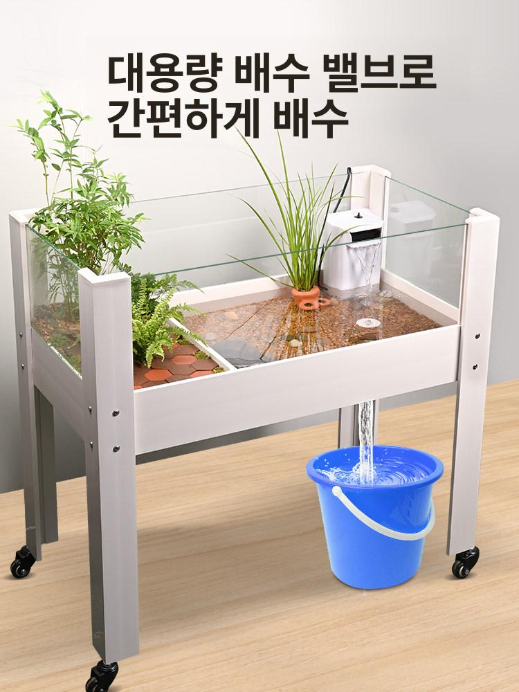 수생 거북이 테라리움 대형 투명 어항 강화유리 반수생 대형거북이어항 번식 수조 수족관 - 상세 이미지 4