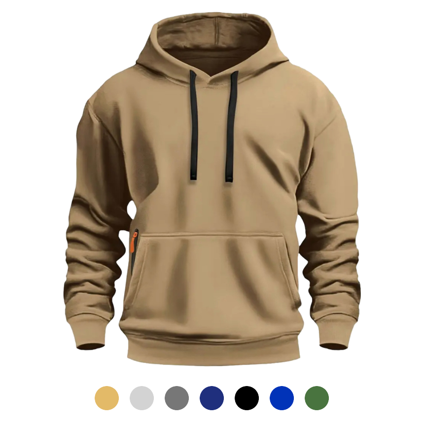 유니바운드 지퍼형 기모후드티 단체복 커플티 오버핏 루즈핏 캐주얼룩 - 카키