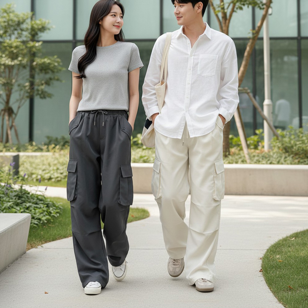 남녀 캠볼크 카고 스트링 와이드바지 SD-262006 - 검정