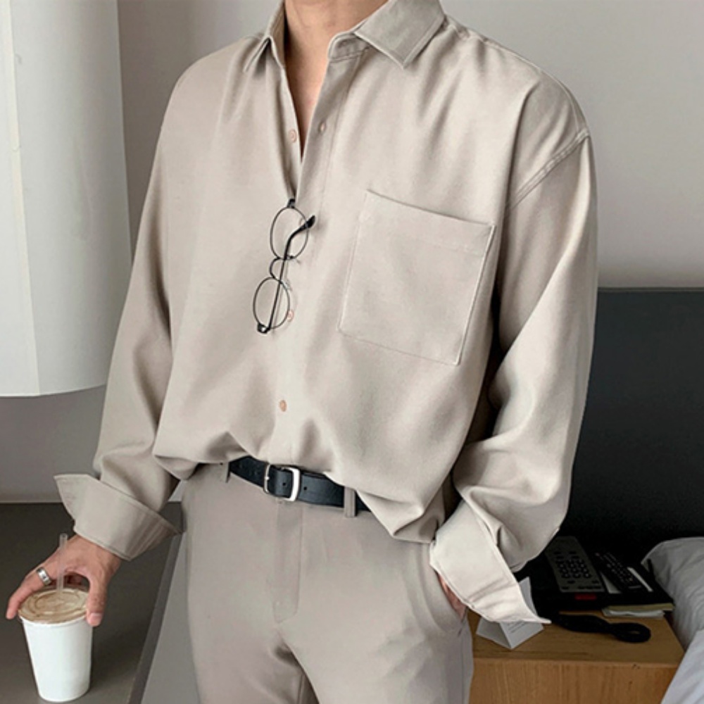 모던 남성 기본 셔츠 오피스룩 캐주얼 남자 남방 - 2컬러 - 다크그레이