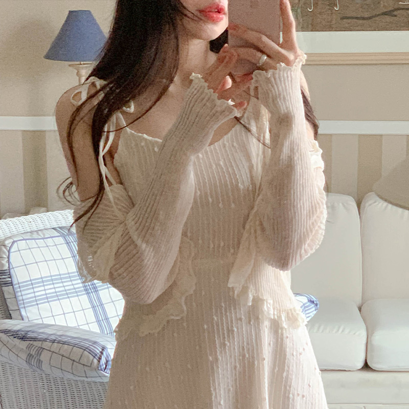 (여리핏♥) 베르사유 레이스 프릴 골지 가디건 cd3093 이미지 8