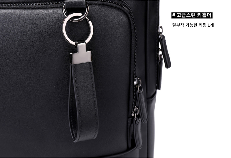 남자 비즈니스 가죽 백팩 15인치 노트북 수납 출퇴근 캐리어 결합 - 상세 이미지 2