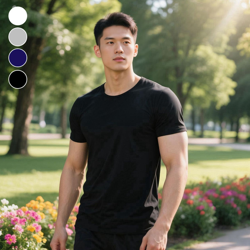 남성 기본티 흰티 베이직 쿨링 레이어드 여름 반팔티 - 네이비