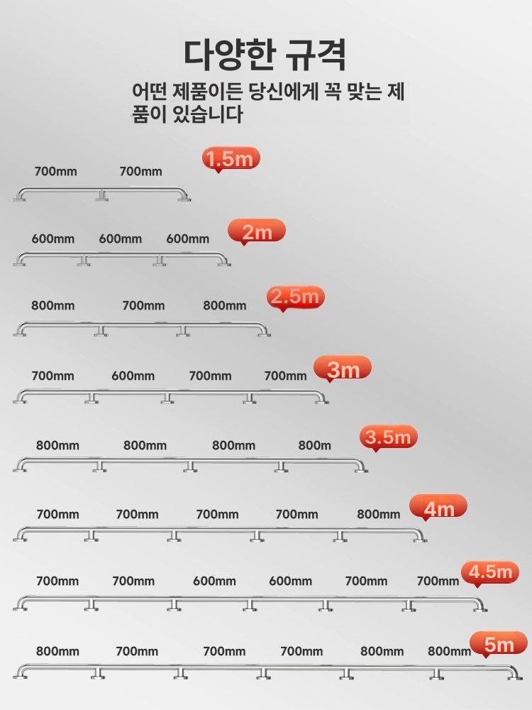 스텐 난간 손잡이 안전 벽부형 계단 고정 스테인리스 화장실 복층 핸드레일 스테인레스 철제 - 상세 이미지 5