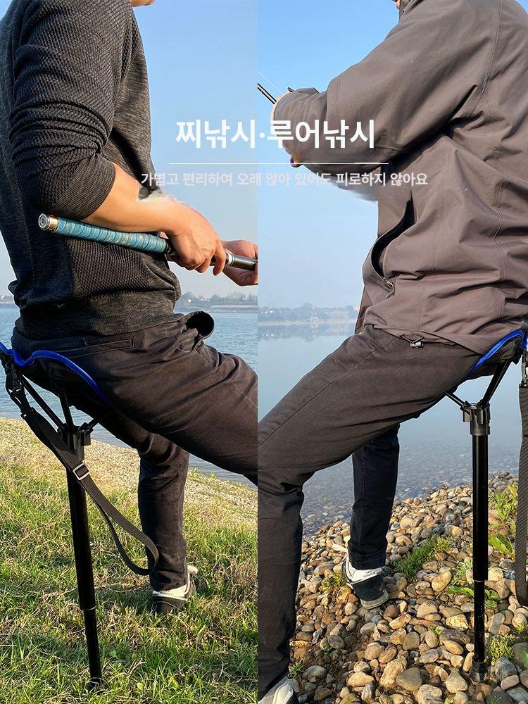 휴대용 간이의자 서서앉는 체어 폴딩 보조 좌석 대기 낚시 스탠딩체어 - 상세 이미지 3