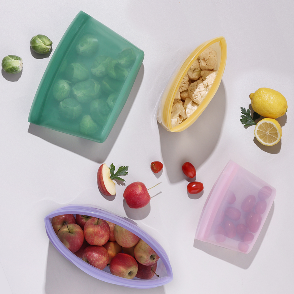플래티넘 실리콘 스탠딩 지퍼백 /푸드백 냉동 보관 냉장고 밀폐용기 그린, 1.5L, 1개 이미지 6