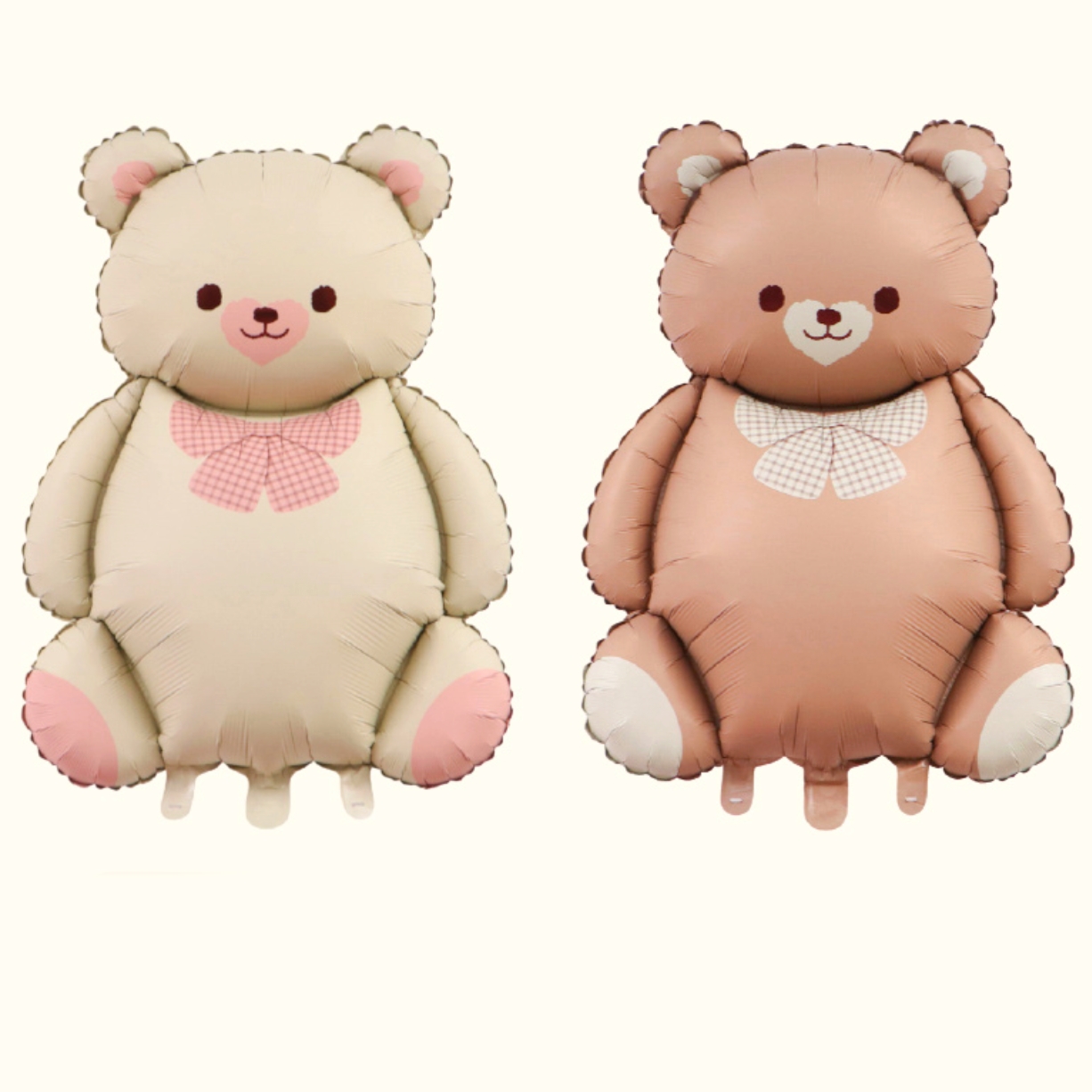 매트컬러 무광곰돌이은박풍선 체크리본곰인형풍선 대형 90cm 2컬러 - 상품 이미지