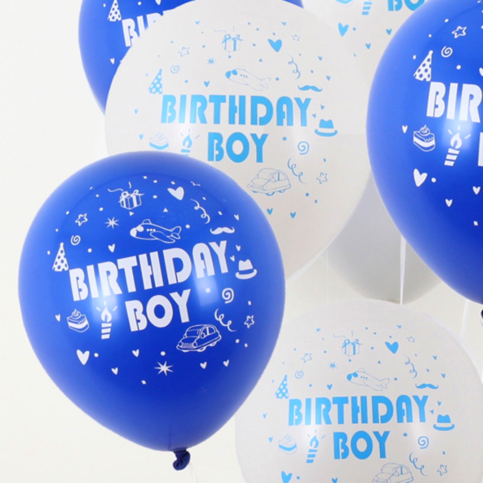 남아생일파티장식생일풍선 셀프촬영 버스데이보이레터링풍선 6p 12인치 - 상품 이미지