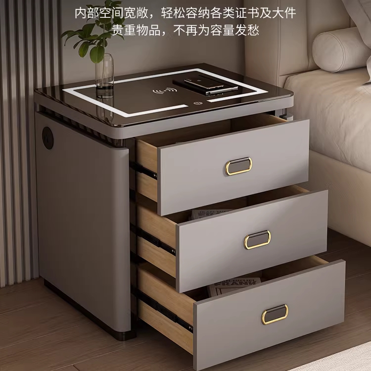 무선충전 침대협탁 조명 사이드 수납장 테이블 선반 흰색 조명 무선충전 - 상세 이미지 3