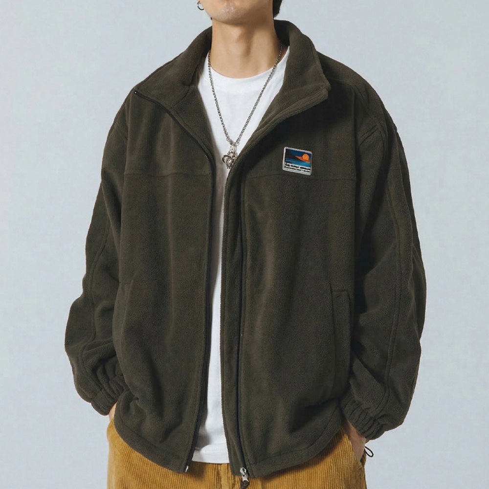 부드러운 남녀공용 아웃도어 캐주얼 아우터 집업 점퍼 - 3컬러 - 베이지