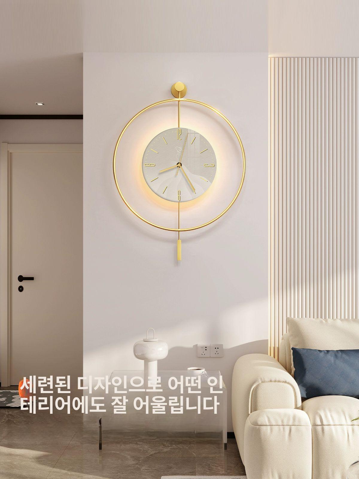 무소음 벽시계 모던 인테리어 벽걸이시계 온습도 무선 가벼운 전자 바르셀로나 시계 원형 - 상세 이미지 2