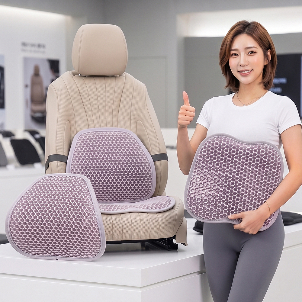 지엠지모터스 차량용 통풍시트 기능성 자동차방석+허리쿠션 세트 헥사큐브 이미지 7
