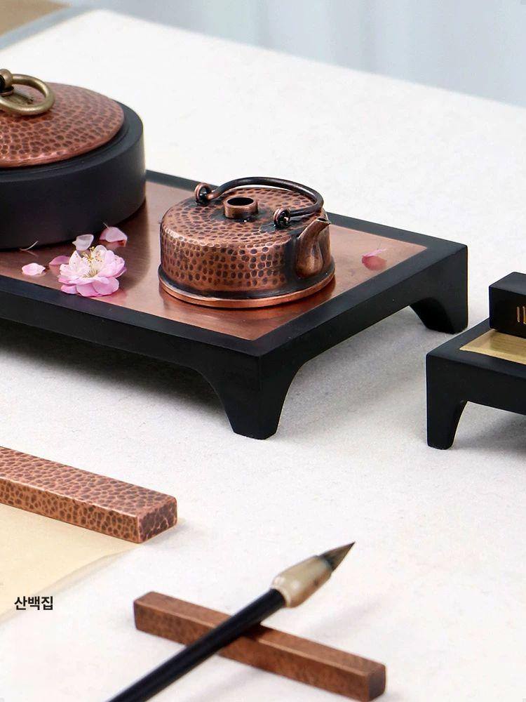 황동 연적 서예 빈티지 물통 이상 전통차 모조 주전자 미니 용품 엔틱 행운 문방 문방사우 - 상세 이미지 4