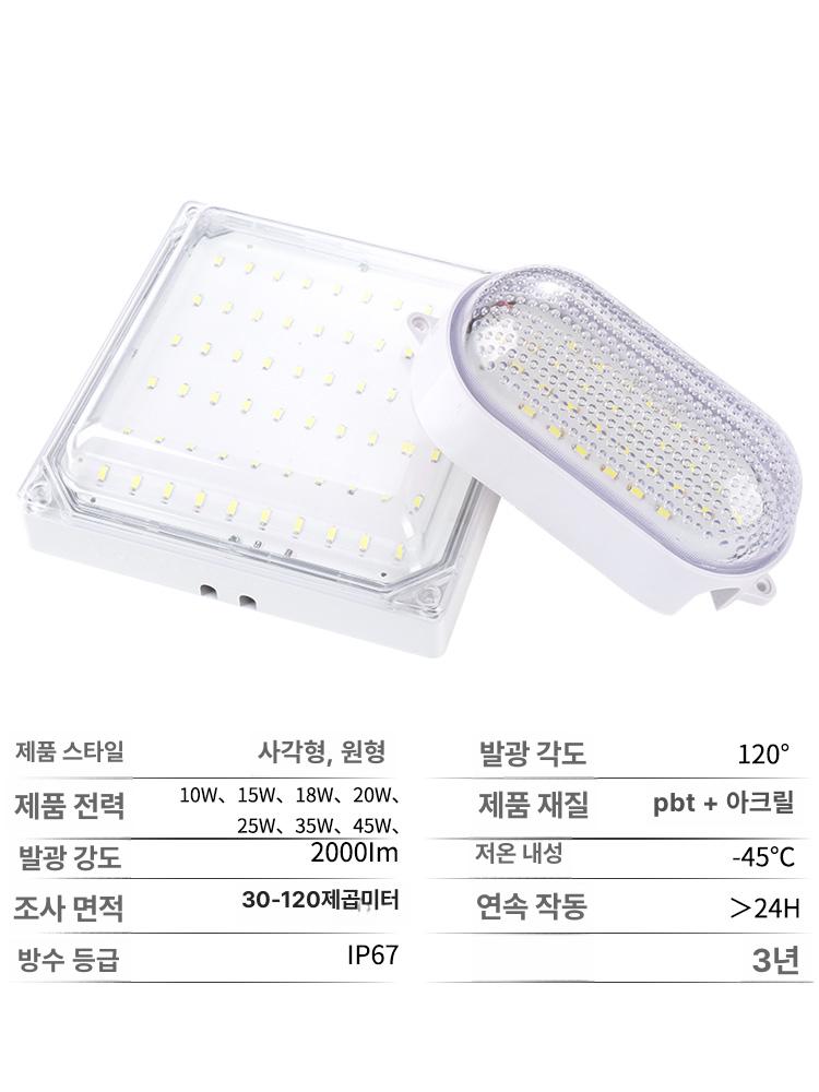 냉동고 방수등 조명 방폭 방폭등 작업등 방진 백색광 방수 사각형 풋살장 타원 저온창고 - 상세 이미지 5