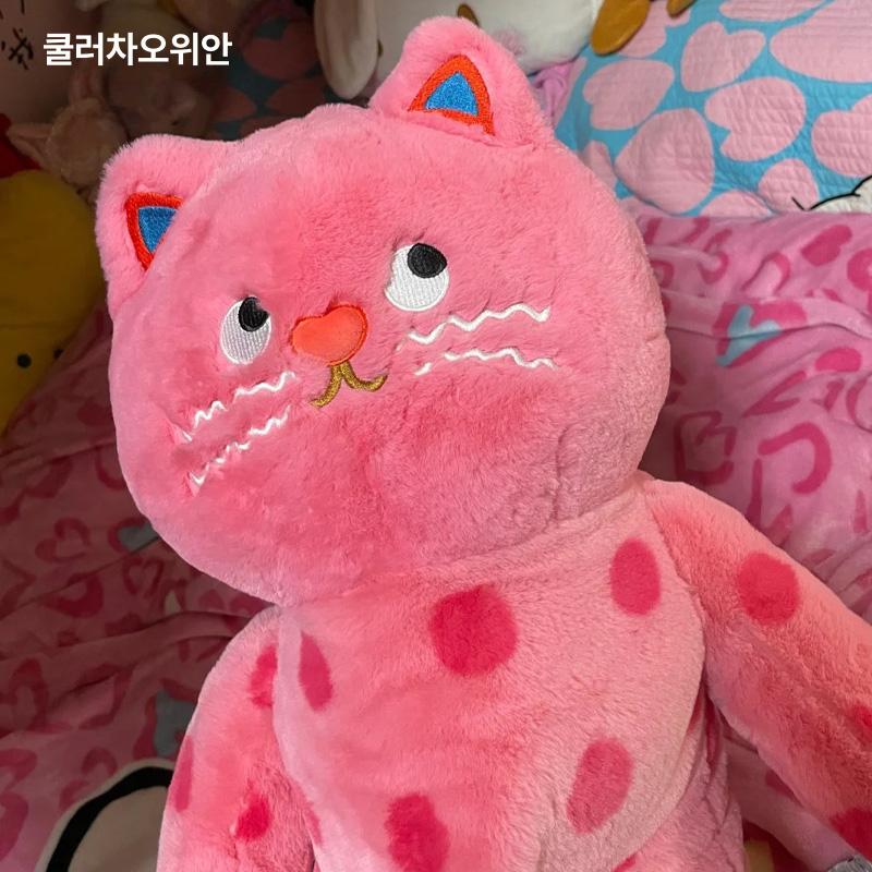 고양이 인형 롱쿠션 핑크 플러시 귀여운 선물 애착 필로우 긴베개 토끼 강아지 베개 침대 이미지 6