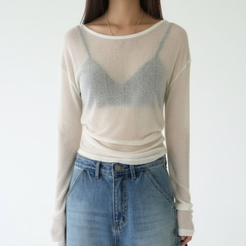 백스트링 시스루 티 HPC-1007877 - 먹색