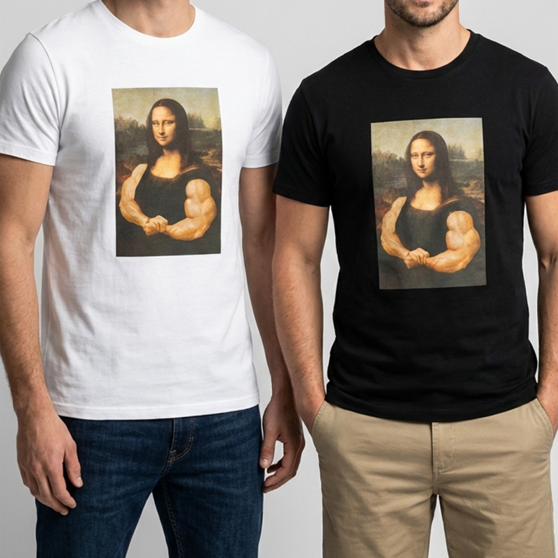 헬창 모나리자 티셔츠 킹받는 선물 쓸모없는 쓸데없는 재미있는 웃긴 옷 - 화이트
