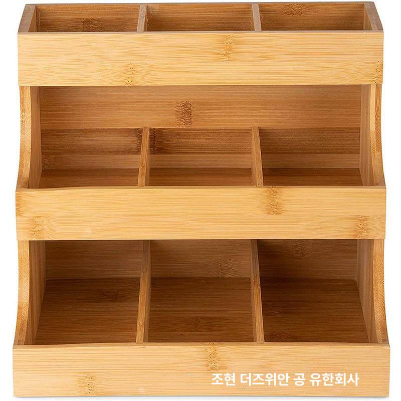 탕비실 티박스 보관함 원목색 수납 사무실 원목 빈티지 간식 커피 티백정리함 상품 믹스커피 - 상품 이미지