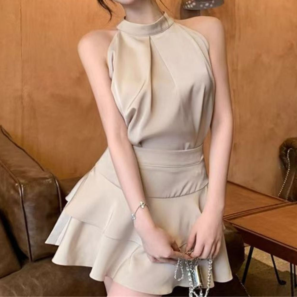 나시 블라우스 캉캉 미니스커트 투피스 JSD-1007958 - 블랙