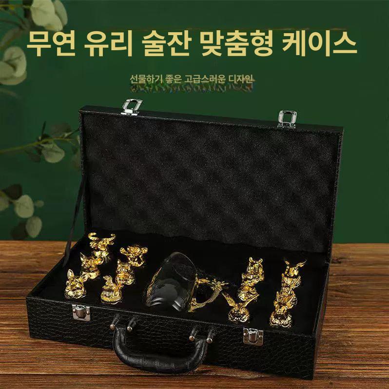 백주 술잔세트 십이지 유리잔 바이주잔 소주컵 선물용 백주잔 도자기 분주기 분배기 고급 - 상세 이미지 3