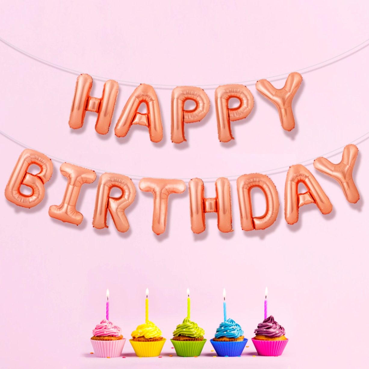 알파벳풍선이벤트장식 로즈골드생일파티가랜드 해피벌스데이파티장식풍선가랜드 - 상품 이미지