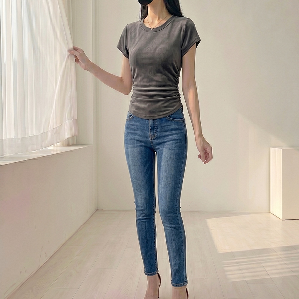 DA-1008075 라운드넥 셔링 반팔티 - 화이트