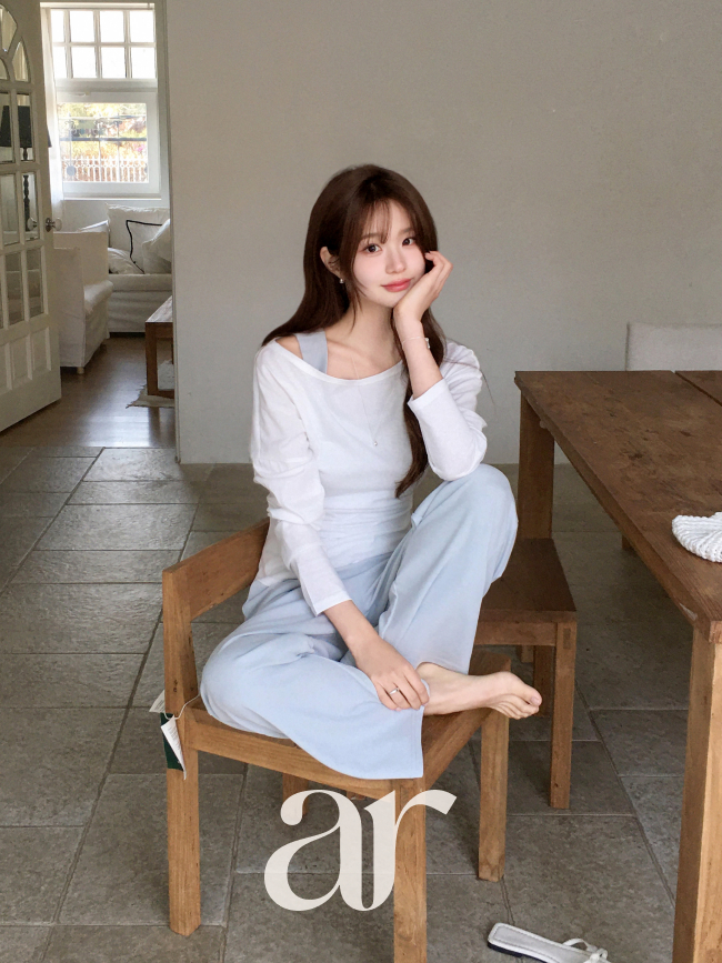 슬리브리스 언발 보트넥 티셔츠 밴딩 팬츠 쓰리피스 세트 st3072 이미지 6