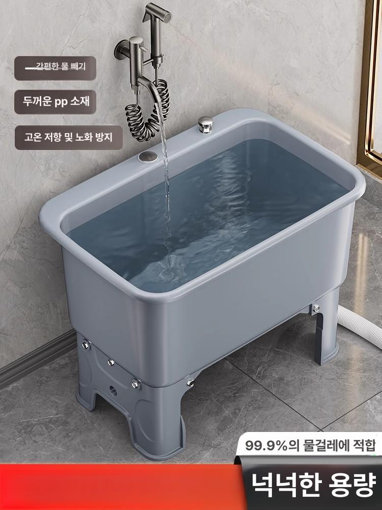 대형 걸레통 세척통 플라스틱 밀대 디럭스 마대 이동식 청소 소형 청소통 양동이 그레이 - 상세 이미지 2