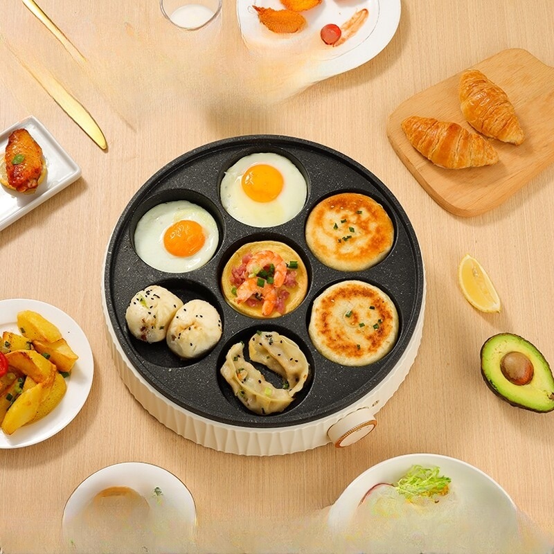 7구 계란후라이기계 계란후라이 자동 팬케이크 메이커 논스틱 코팅 원형 다용도 온도조절 - 상세 이미지 2